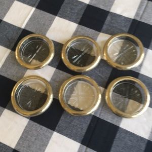 Vintage coasters, glass with silver metal trim